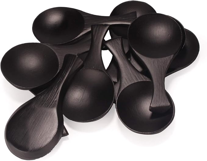 BambooMN - 3.5" Small Solid Bamboo Round Scoop - Black - 30pcs