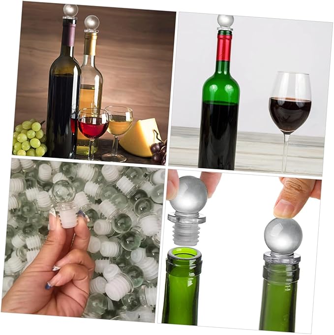 VOSAREA 24pcs Unique Glass Ball Wine Stoppers Decorative Bottle Stopper Caps Portable for Wine Perfume Oil Bottles