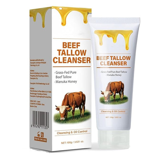 Beef Tallow for Skin Face Wash, Grass Fed Hydrating Facial Cleanser Skincare, Anti Aging Exfoliating Facial Cleanser, Beef Tallow for Face Exfoliating Facial Wash