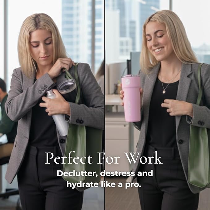 Splitflask Dual‑Chamber 30‑oz Travel Mug – Vacuum Insulated Stainless‑Steel Hot & Cold Tumbler, Leak‑Proof Lid, Cup‑Holder Friendly, BPA‑Free.