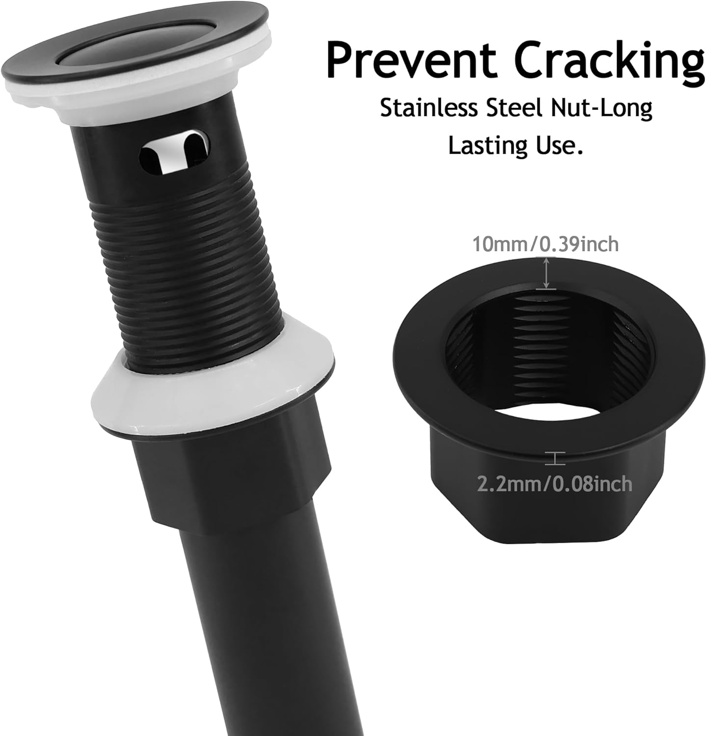 Bathroom Sink Drain,5 Pack Drain Stopper with Overflow,Small Cap Pop Up Drain Assembly with Detachable Strainer Basket,Built-in Anti-Clogging, Stainless Steel Nut Matte Black