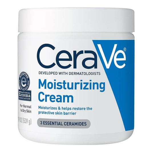 CeraVe Moisturizing Cream, Body and Face Moisturizer for Dry Skin, Body Cream with Hyaluronic Acid and Ceramides, Daily Moisturizer, Oil-Free, Fragrance Free, Non-Comedogenic, 19 Ounce