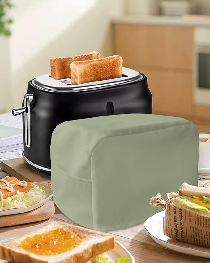 Sage Green Bread Maker Toaster Cover with Pockets, Dust-Proof - 12x11x8in