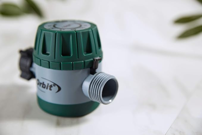 Orbit Mechanical Water Timer - Adjustable Irrigation Shutoff for Lawn & Garden Watering - Battery-Free Clockwork Hose Faucet Timer with Easy Grip Dial & Manual Bypass - 62034