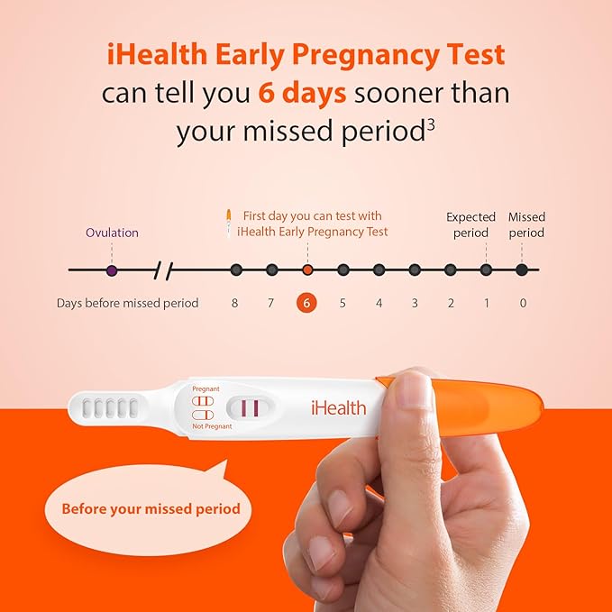 iHealth Early Detection Pregnancy Test, 5-Pack 99% Accurate Home HCG Test Kit, Results 6 Days Sooner with High-Sensitivity 10mIU/mL, Easy Dip & Read Clear Results