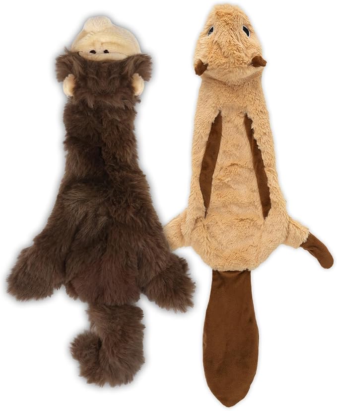 Best Pet Supplies Squeaky Dog Toys with Soft Durable Fabric for Small, Medium and Large Pets Interactive Toy for Indoor Play, Supports Active Biting and Play - Monkey, Squirrel, Small