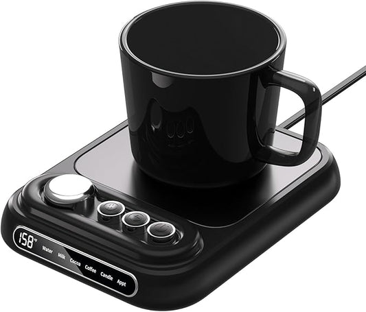 Coffee Mug Warmer with 5 Temps, Coffee Cup Warmer for Desk Faster Heat-Up & 1-10H Timer, Smart Electric Beverage Warmer with Auto Shut Off & LCD Display, Ideal Gifts for Coffee,Tea,Milk,Cocoa (NO CUP)
