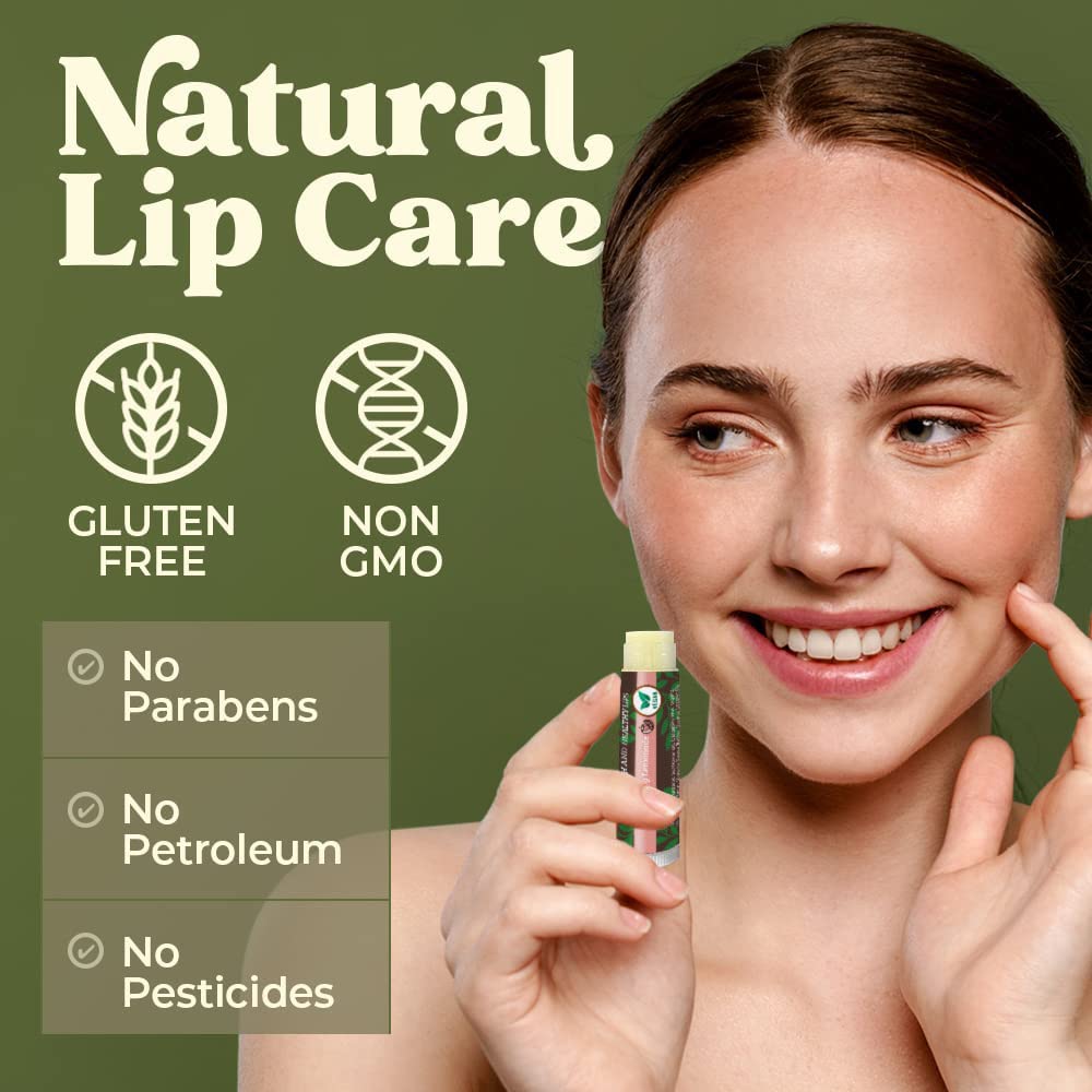 Earth's Daughter Vegan Lip Balm 4-pack, Beeswax Free Lip Balm, Natural, Organic Flavors - Assorted Flavors, Plant Based Vegan Chapstick, Moisturizer