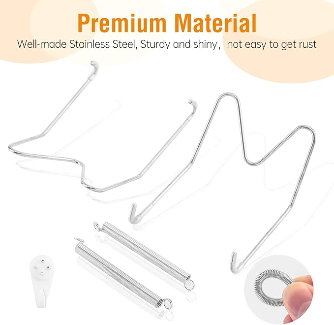 Plate Hangers for The Wall, Suitable for 9-11 inch Decorative Plate, Stainless Steel Wire Plate Holder with Wall Hooks and Rubber tip Protectors, Plate Hangers for Displaying Plates, Platter, Silver