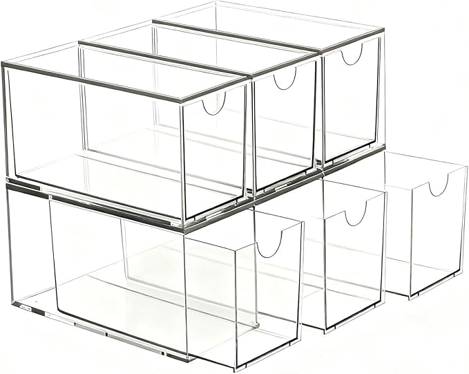 4 Pack Stackable Tea Bag Storage Organizer Drawers – Clear Acrylic Tea Bag Holder for Cabinet, Drawer, Pantry, Countertop – Kitchen Tea Storage Container