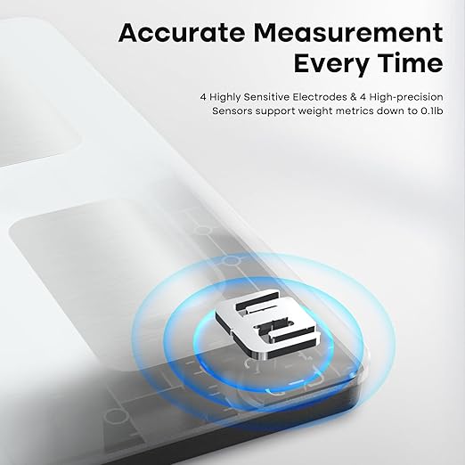 GE Scale for Body Weight Smart: Digital Bathroom Body Fat Scales for BMI Muscle Bluetooth Body Composition Monitor 11.8" Large Platform Accurate Weighing Machine Health Analyzer with App 500lbs, White