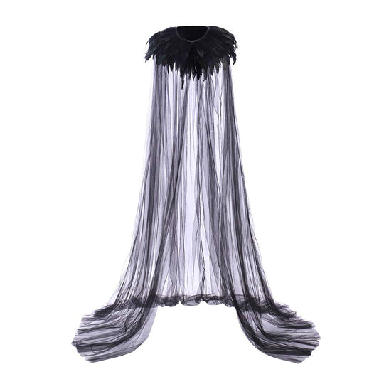 Evil Queen Cosplay Super Villain Cloak Cape Steampunk Feather Collar Witch Cape