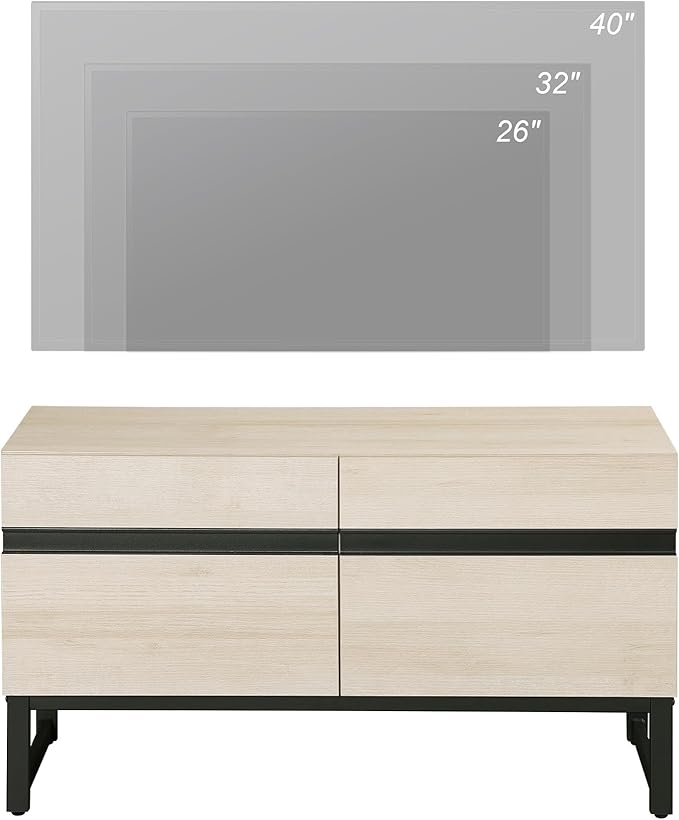 WAMPAT Modern TV Stand for TVs Up to 40 Inch, Entertainment Center Media Console with Storage Cabinet, TV Console for Living Room, Light Oak