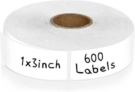 CATIFLIN 600 Blank Removable Freezer Label Stickers, 1”x3” Waterproof Adhesive Paper Tags with Perforation, Easy to Write & Peel for Food Jars, Bottles, Containers, Refrigerator, Storage