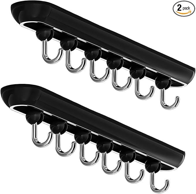 Utensil Racks with 6 Hooks Kitchen Utensil Holders Organizer Wall Hanging Balck Dish Storage Hooks