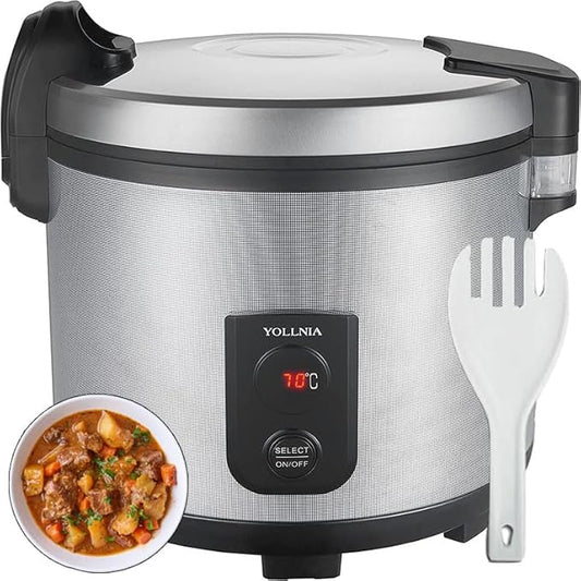 32.1QT Commercial Rice Warmer(Not Rice Cooker) Portable Big Food Rice Warmer / 122℉- 178℉ Adjustable Temperature/ 160W/ Non-stick Inner Pot For Restaurant Party Family