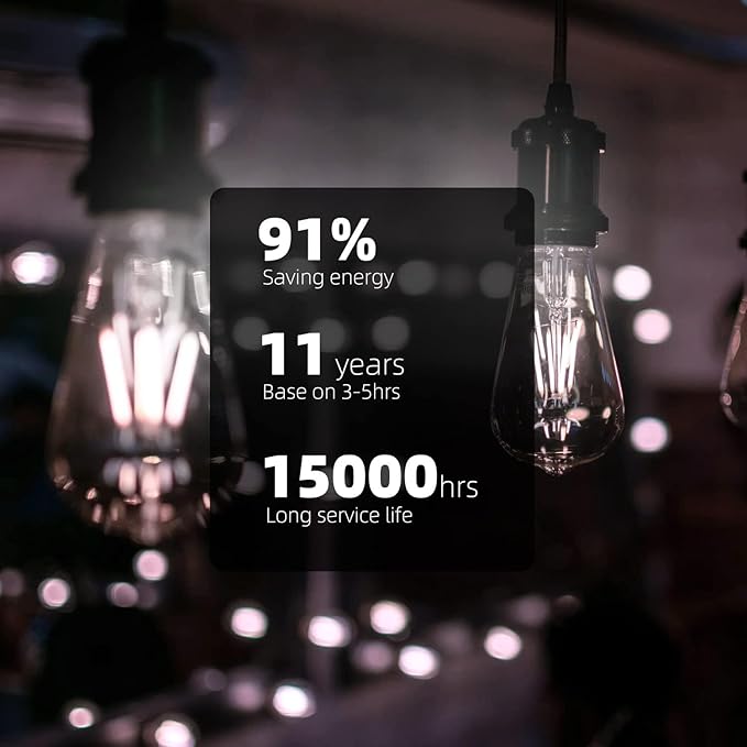 16 Pack ST19 Dimmable LED Edison Bulb, 5.5W (60W Equivalent) 500LM, CRI 95+, 4000K Cool White, E26 Medium Base, Vintage Filament, Clear Glass, Standard Type A Lamp for Kitchen, Bathroom, Bedroom