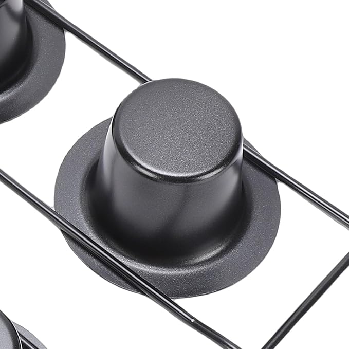 6 Cup Popover Pan, Non Stick Carbon Steel Bakeware for Baking Popovers Muffins, with Wire Rack for Even Baking and Easy Cleanup