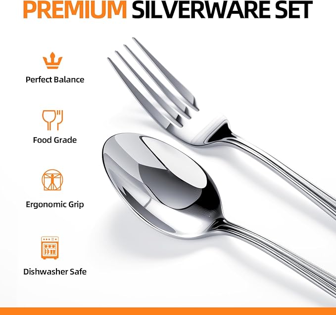 NICE KITCHEN Silverware set for 4,20 Pieces Premium Stainless Steel Silverware set,Mirror Polished Cutlery Set,Flatware Set for 4,Dishwasher Safe,Luster Series