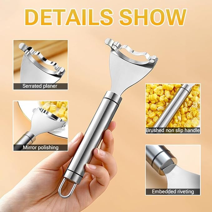 Corn Peeler Cob Stripper, Stainless Steel Cob Remover, Corn Planer Cutter Thresher Scraper, Stripping Tool for Home Kitchen, Corn Scraper 2 PCS