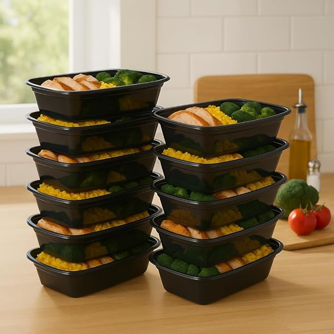Ruthy's Outlet Meal Prep Containers W/Lids -Square Food Storage – BPA-Free| Stackable | Microwave | Freezer & Dishwasher Safe | Reusable Lunch Bento Box Portion Control & Planning (150 Pack, 16 oz)