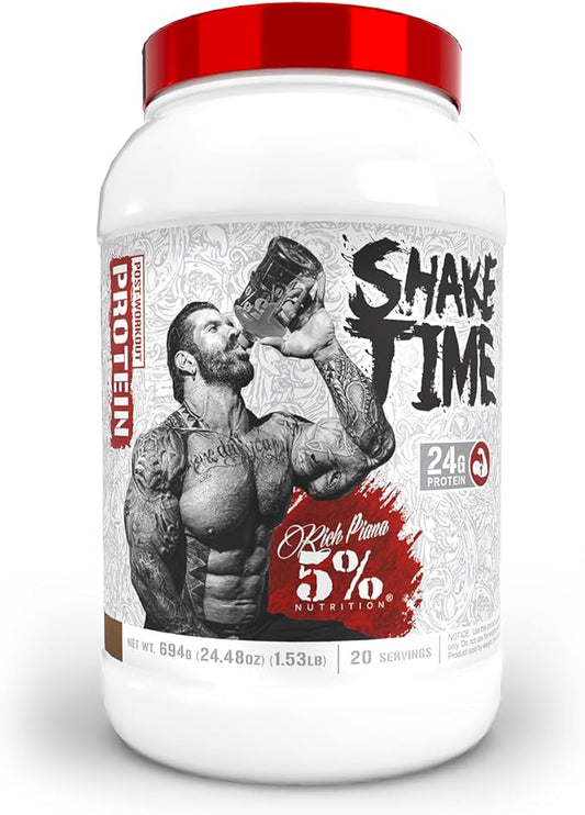 5% Nutrition Rich Piana Shake Time | 24g Animal-Based Protein Drink | Beef, Chicken, Whole Egg | No Sugar, Dairy, or Soy (Chocolate)