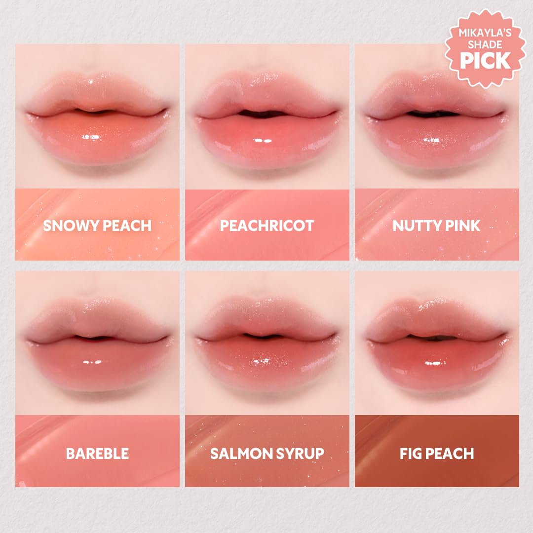 TIRTIR [*Mini Size Waterism Tinted Lip Gloss #09 Salmon Syrup, 0.06 Fl Oz – Kiss Ready Lipgloss, 12H Long Lasting Non Sticky Natural Tinted Glow Korean Multiuse Cheek and Lip Tint for Women gift