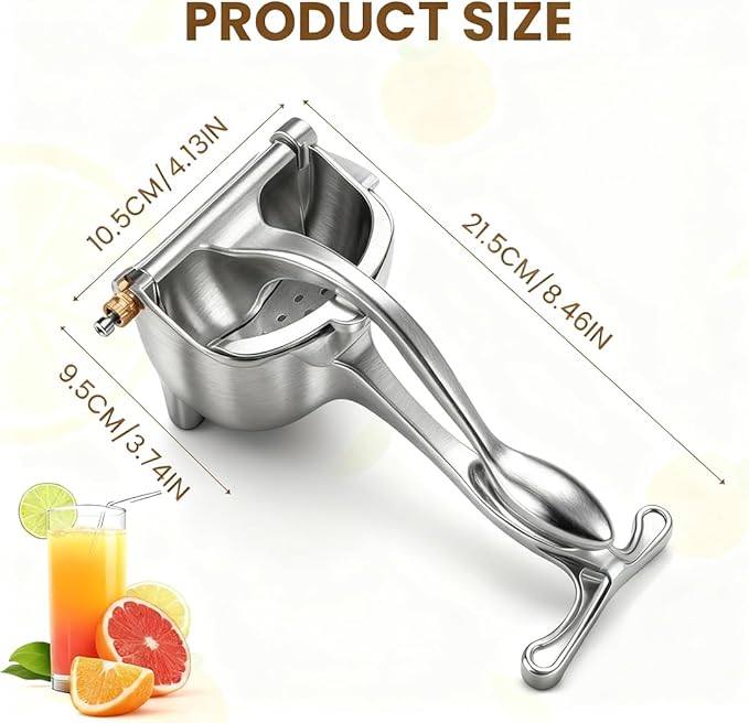 Hand Juicer Squeezer, Aluminum Alloy Fresh Fruit Juice Extractor, Fruit Juice Handheld Press Squeezer with Seed Filter, Heavy Duty Manual Hand Press Juicer for Orange Pomegranates Apple Lemon Lime (2)