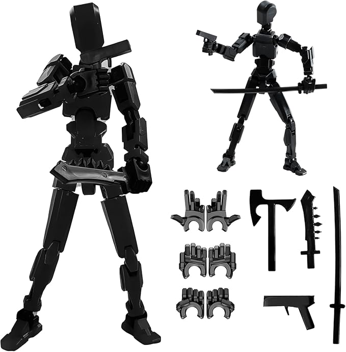 Dumwick Assembly Completed Titan 13 Action Figure Set,Titan 13 Robot Action Figures 3D Printed Multi Jointed Movable,Nova 13 Action Figure,Decorations for Action Figures (Black,1pc)