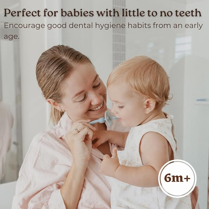 haakaa 360° Silicone Baby Toothbrush – 100% Soft Food Grade Silicone, BPA-Free, Suction Base, Safe for Babies 6 Months+, Gentle Gum and Teeth Cleaning for Infants, Gum Massager (Lime)
