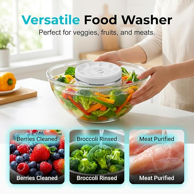 Fruit and Vegetable Washing Machine, Titanium Electrolysis Fruit Cleaner Device with Vortex Cleaning, Waterproof Wireless Fruit and Vegetable Purifier for Home Kitchen (1)
