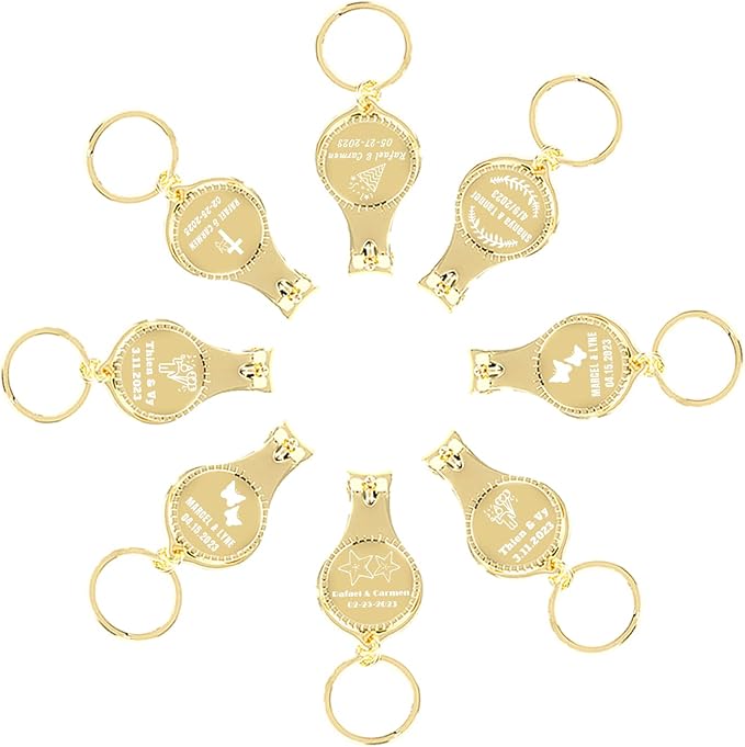 10pcs Personalized 4 in 1 Multi Function Bottle Opener, Nail Clipper, Wedding Favors Brewery, Private Customized, Gold, Multitool Gifts for Men