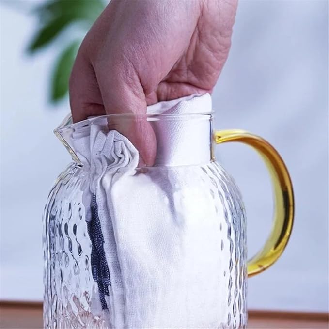 GLigeT Iced Tea Pitcher Glass Water Pitcher with Filter Lid and Pouring Spout Heat Resistant Glass Carafe for Hot Cold Beverages Homemade Ice Tea Bottle Water Jug(1.5L)