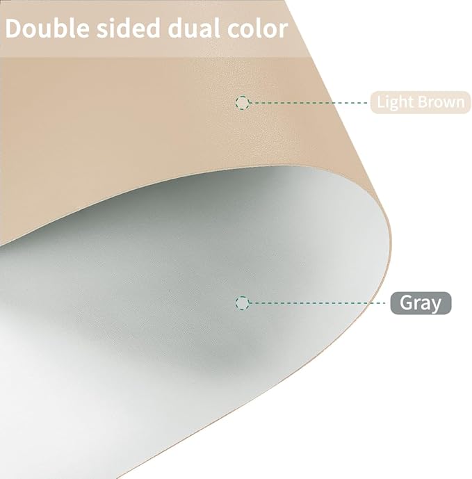 Leather Dresser Cover,1.8mm Thick,12x40 Inch,Dresser Protector Top,Dresser Top Protector,Dresser Cover Top,Dresser Top Cover,Dresser Cover Top for Bedroom.(Light Brown+Gray,12x40)