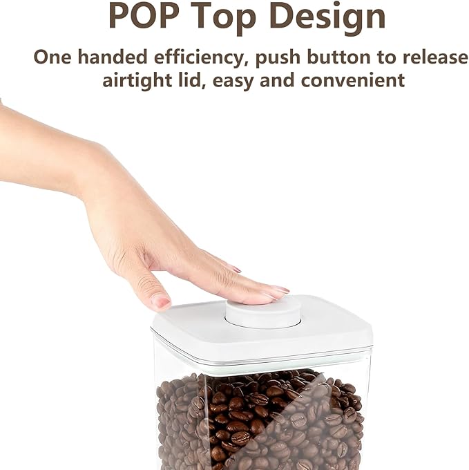 Pop Food Storage Containers Set Large Airtight Food Storage Containers with Pop Lids, Kitchen Pantry Organization and Storage, Cereal, Rice, Flour, Pasta & Snack Container, BPA Free, 2 x 2.8Qt