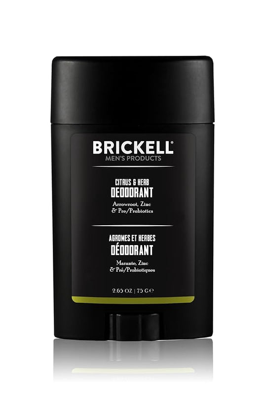 Brickell Men's Products Natural Deodorant For Men, Natural and Organic, Aluminum, Alcohol, and Baking Soda Free, 2.65 Ounce, Citrus & Herb