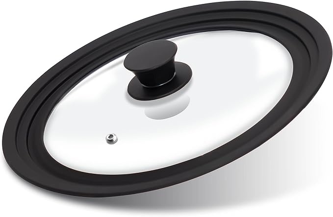 Lerykin Tempered Glass Lid - Universal Lid with Heat Resistant Silicone Rim for Pots, Pans and Skillets - Pan Cover Replacement Lid Fits 9.5", 10" and 11" Diameter Cookware