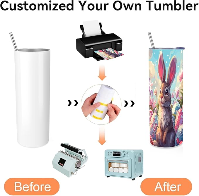 Volhoply 12 Pack Skinny Sublimation Tumblers with Lid and Straw, 20oz Stainless Steel Straight Tumbler Bulk, Vacuum Insulated Coffee Mug for Home, Office, Travel, DIY (Sublimation,12 Pack)