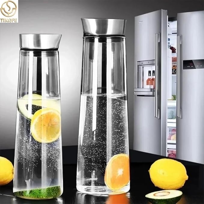 Pitcher Glass Water Pitcher with Lid Glass Pitcher for Refrigerator for Drinking Hot/Cold Water Iced Tea, Coffee, Juice and Homemade Drinks 1L/1.5L Water Pitcher(1000ML)