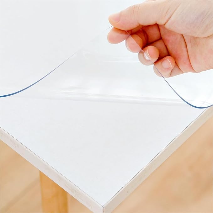 34 x 54 Inch Clear Table Cover Protector, Clear Table Protector for Dining Room Table, 1.5mm Plastic Table Cover, Waterproof Table Pad for Kitchen, Office