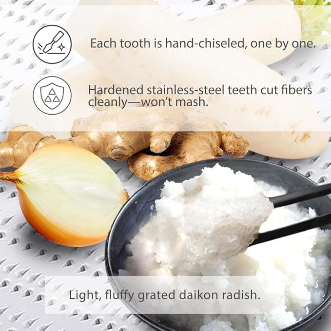 TIKUSAN Japanese Grater Oroshigane Slicer Stainless Steel Made in Japan for Radish Garlic Ginger Fruits and Root Vegetables (5.1"x9.4")