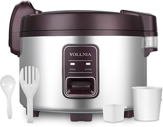 Commercial Rice Cooker & 45 Cups (Cooked) Large Cooker Rice | 8.17Qt Rice Warmer Commercial | 1200W Fast Cooking Electric Rice Cooker for Restaurant | Auto Keep Warm | Non-Stick Inner Pot
