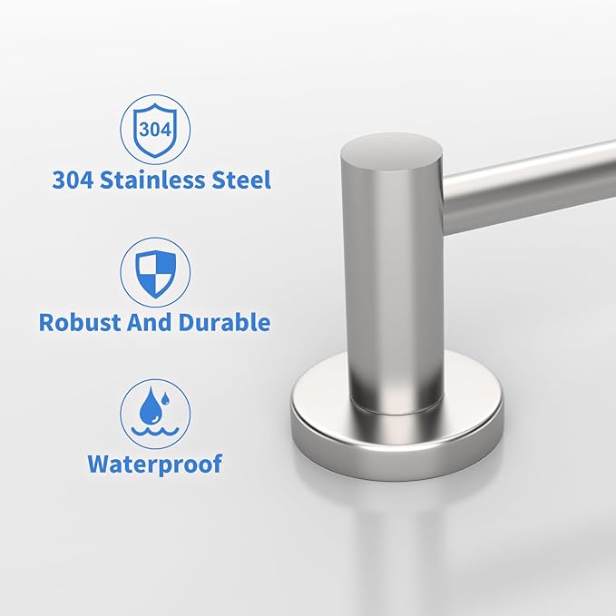 Adjustable Single Bath Towel Bar 23.6 to 42 Inch, ZUEXT Brush Nickel Finished Stainless Steel Towel Holder, Expandable Wall Mounted Towel Rail for Bathroom Kitchen Washroom,1" Tube Towel Rail Racks