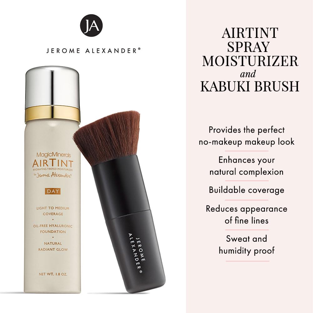Jerome Alexander MagicMinerals AirTint Tinted Moisturizer AirBrush Spray Light | Tinted Moisturizer Spray with Anti-Aging Ingredients | Fair |2PC