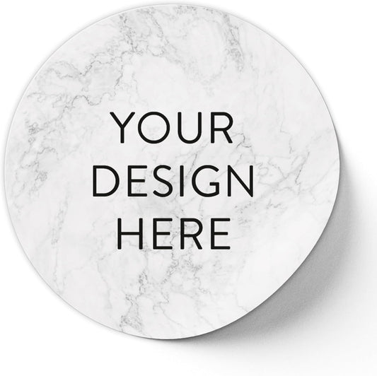 100 Custom Vinyl Stickers - Upload Your own Image, Text, Design, Logo - Personalized Logo Labels for Handmade, Packaging, Bottle, Jars, Candle, Brand Stickers (Silver Marble, 1x1)