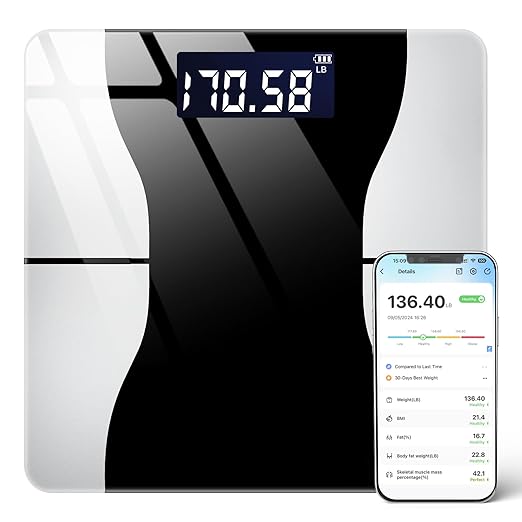 Scale for Body Weight, Weight Scale, Digital Bathroom Scale, Body Scale, Body Weight Scale, High Accurate with Lighted Led Display, Automatic Power On/Off, 400 Lb (Black and White)