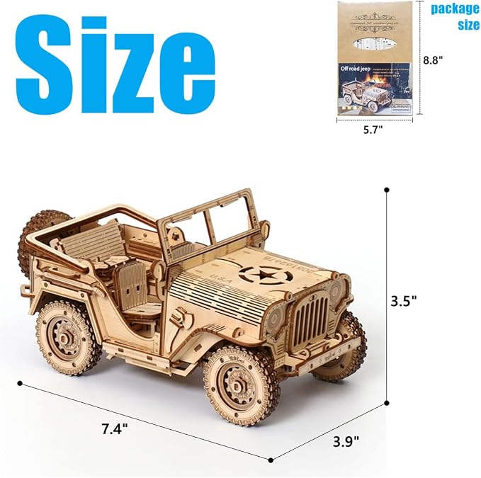 3D Wooden Puzzle - Wood Crafts Mechanical Off-Road Vehicle Building Model Kits - Wooden STEM DIY Brain Teaser Puzzle - Off-Road Vehicle 3D Puzzle Birthday Gifts Christmas