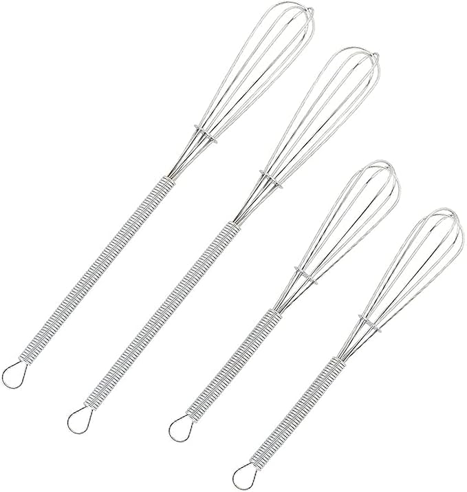 4 Pack Mini Wire Kitchen Whisks Small Egg Whisk Gravy Sauce Mini Whisk Silver-Each of 2PCS 5 Inches and 7 Inches