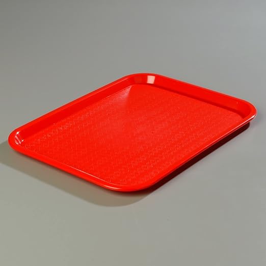 Carlisle FoodService Products CT121605 Cafe Standard Plastic Cafeteria/Fast Food Tray, NSF Certified, BPA Free, 16" Length x 12" Width, Red (Pack of 24)