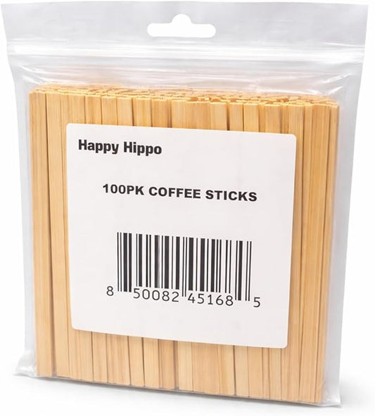 Coffee Stirrers, Bamboo Wood, Splinter-Free; Wooden Stir Sticks for Hot Chocolate, Coffee, Tea Etc, Drink Stirrer Bulk Package, Restaurant Supply, Coffee Bar, Cafe (100 Pack)